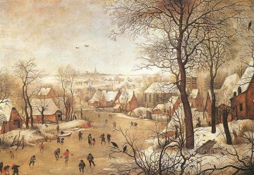 Paisaje nevado con trampa para pájaros género campesino Pieter Brueghel el Joven Pinturas al óleo